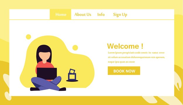 Responsive Website Template Landing Page Design Vector Illustration
