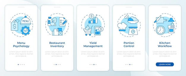 Restaurant management blue onboarding mobile app screen