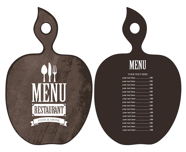 restaurant menu in form of cutting board