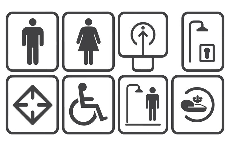 Vektör restroom and shower symbols