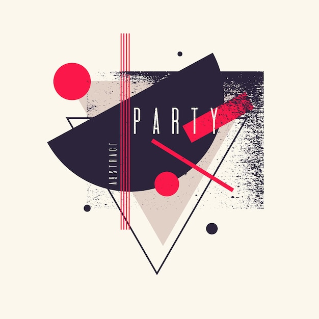 Retro abstract geometric background. Party poster with the flat figures. Vector illustration.