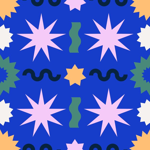 retro abstract geometry shapes stars vector seamless pattern