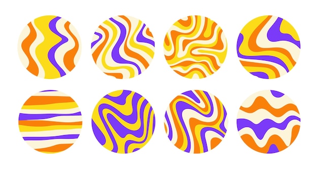 Retro abstract wavy highlights cover, posts and stories for social media. Vector illustration