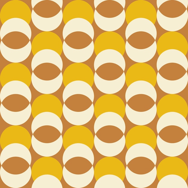 Retro aesthetic seamless pattern in style 60s 70s Mid century background with crescent moon