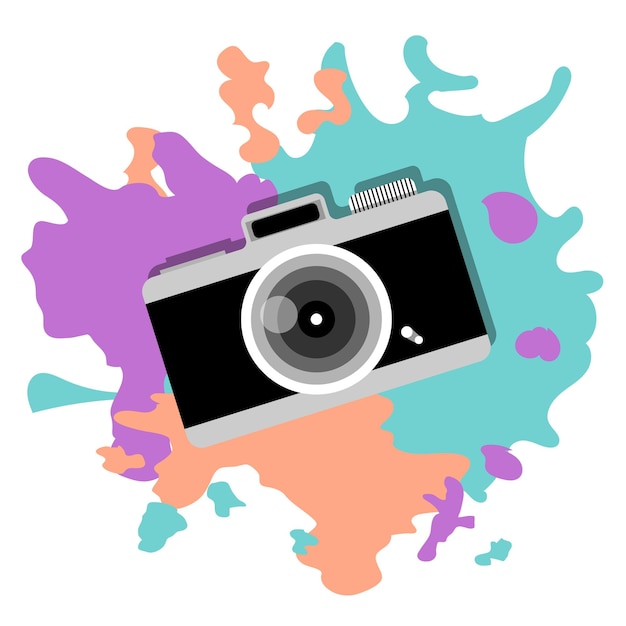 retro camera with splash background
