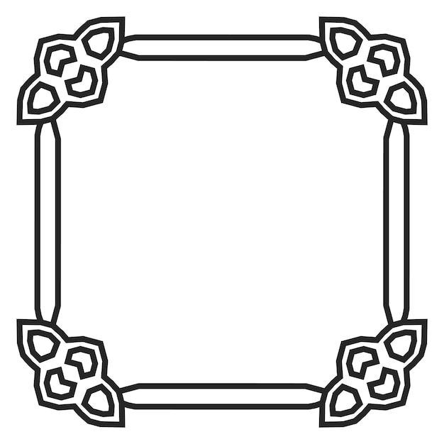 retro decorative frame black line ornate border isolated on white background