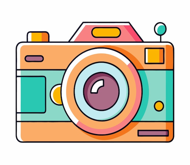 Retro digital camera icon illustration on white background