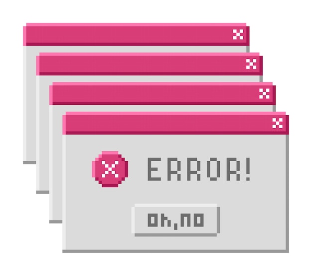 Retro error message Vector illustration in pixel style