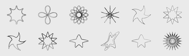 retro futuristic elements for design big collection of abstract graphic geometric objects ornaments for decoration