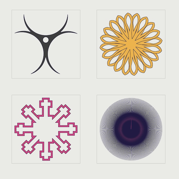 retro futuristic elements for design big collection of abstract graphic geometric symbols cyberpunk elements