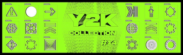 retro futuristic elements for design collection of abstract graphic geometric symbols frames inspired brutalism