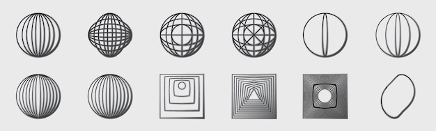 Retro futuristic elements for design Collection of abstract graphic geometric symbols ornaments for decoration