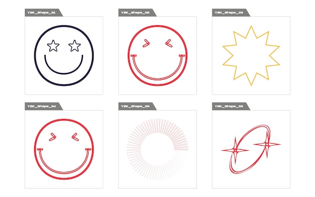 Retro futuristic elements for design Extraordinary Graphic Assets Flat minimalist icons