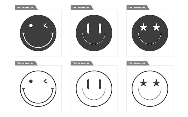Retro futuristic elements for design Retro futuristic graphic ornaments Objects in y2k style