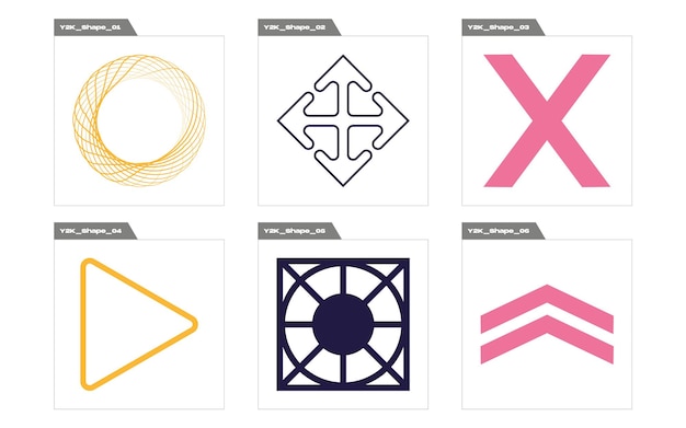 Retro futuristic elements for design Trendy geometric postmodern figures Modern abstract forms