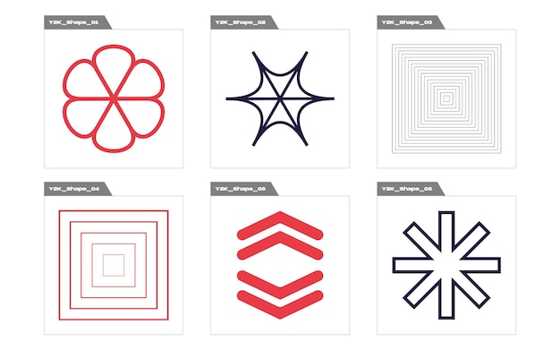 Retro futuristic elements for design Trendy geometric postmodern figures Templates for notes posters
