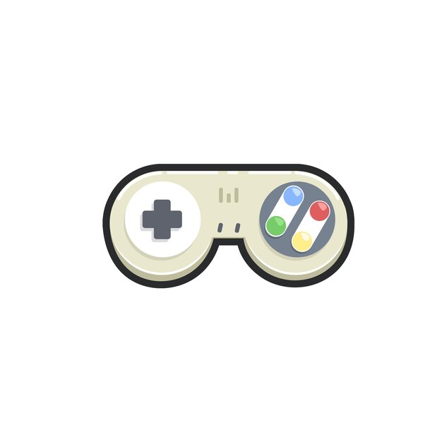 retro game stick controller in outline flat vector design