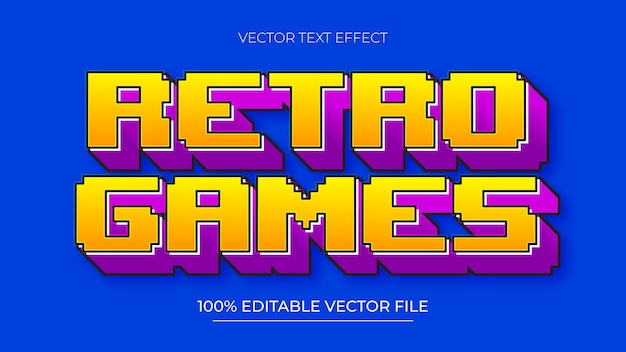 Retro Games editable text effect template with modern style