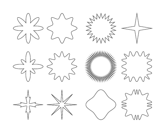 Retro geometric outline shapes. Vector illustration