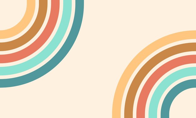 Retro groovy background Geometric hippie rainbows line Vintage retro style wallpaper with lines rainbow wavy stripes abstract stylish 70s era line frame illustration