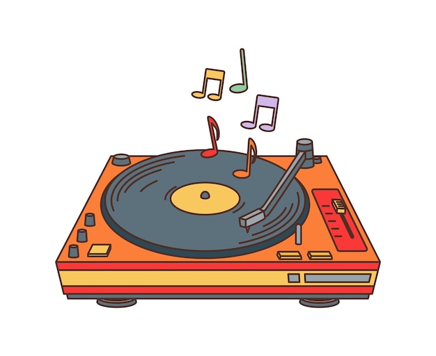 retro groovy vinyl music player 70s hippie symbol