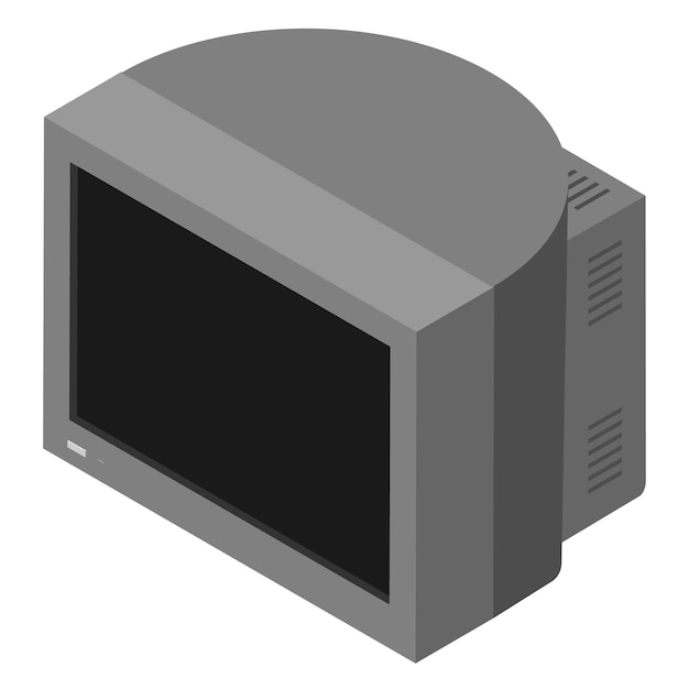Retro old TV television isolated on white background Isometric view Vector