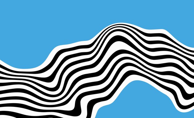 Retro optical illusion horizontal background Backdrop with wavy stripe Blue colors Dynamic effect Futuristic technology style