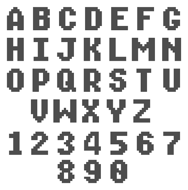 Retro pixel alphabet Digital 8 bit game font