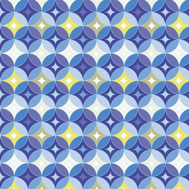 Retro Seamless Pattern geometric color blocking pattern illustration blue