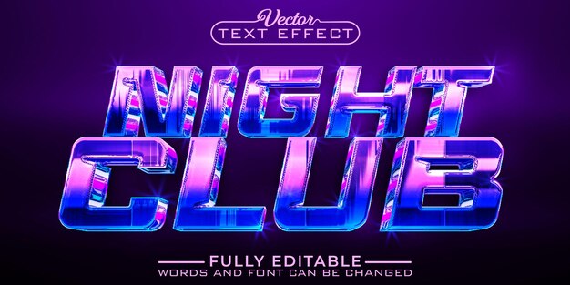 retro shiny night club vector editable text effect template