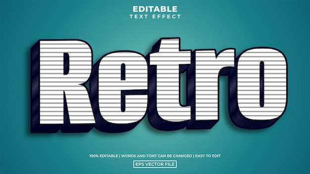 retro text style, blue glossy effect. editable text effect template design