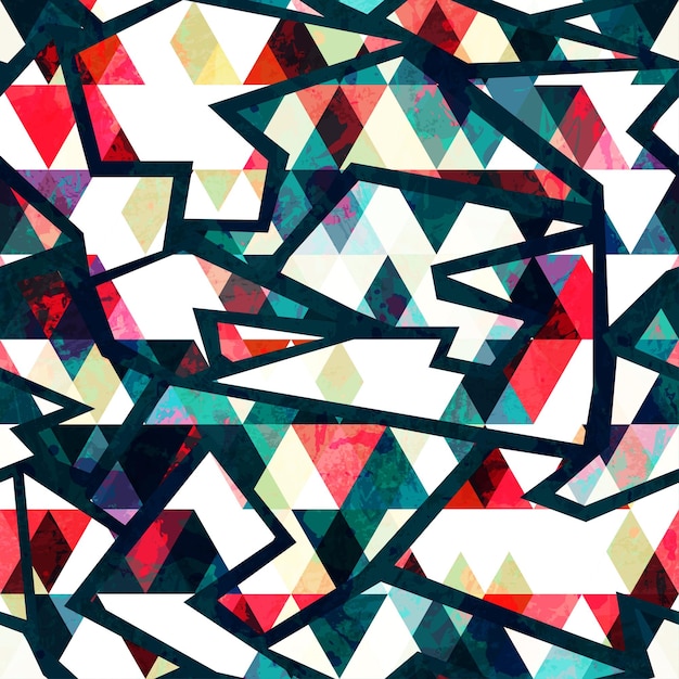 Retro triangle seamless pattern grunge effect
