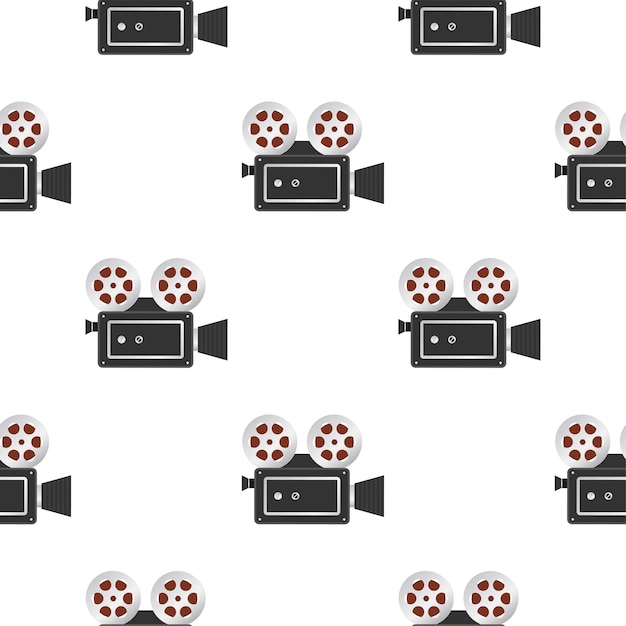 Retro video camera pattern for wallpaper design. Modern vector illustration. Flat design.