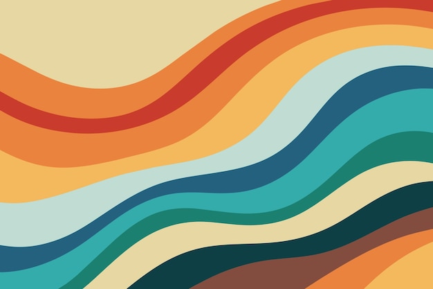 Retro vintage 70s style stripes background poster lines 1970s Color Pattern Wavy Background