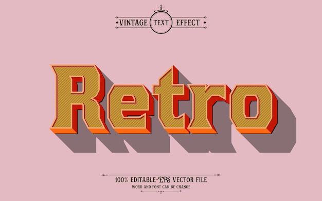 retro vintage editable 3d vector text effect
