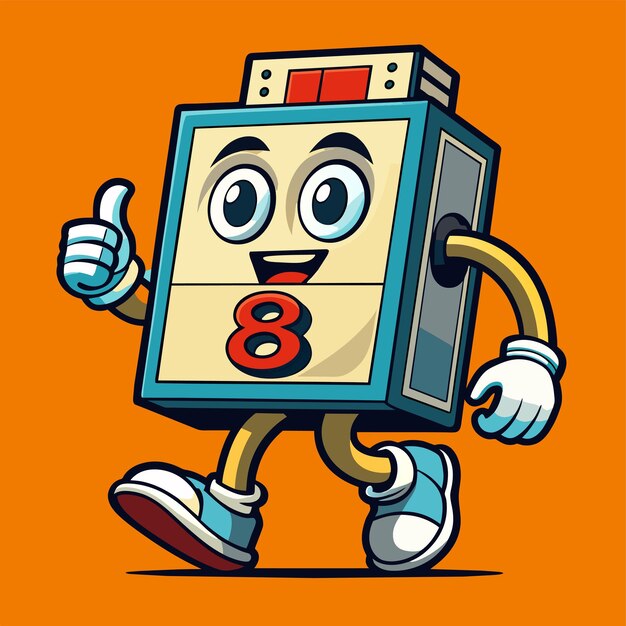 Retro Vintage handritad platt stilren maskot tecknad karaktär teckning sticker ikon koncept isolerad