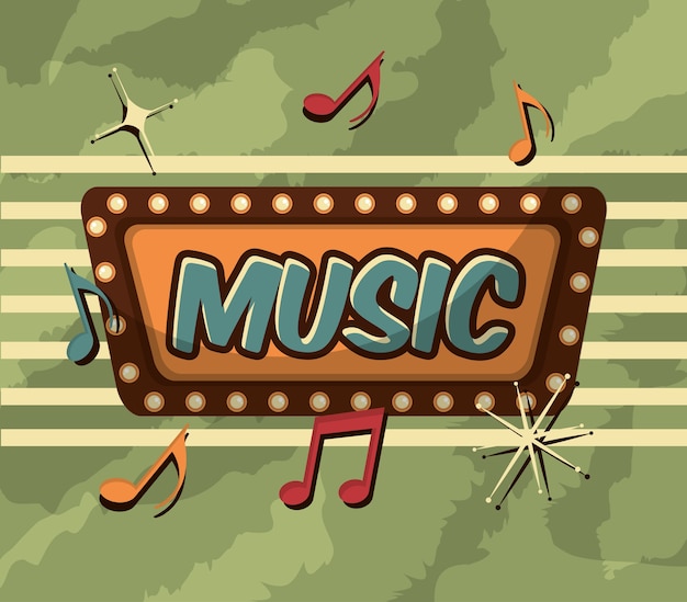 retro vintage music billboard light notes 