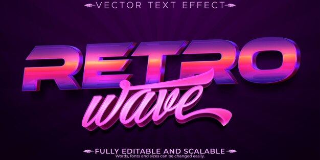 Retro Wave text effect editable nostalgic and neon customizable font style