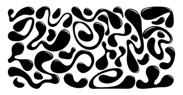 retroabstract elements flexible forms for web design printing drawing art social media liquid