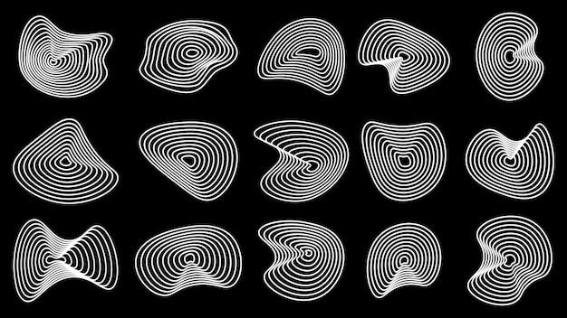 Retrofuturistic circle design shapes liquid. Trendy Vaporwave in 80s-90 style