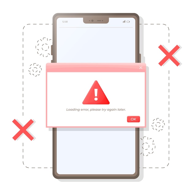 Retry Needed Loading Error Notification Vector