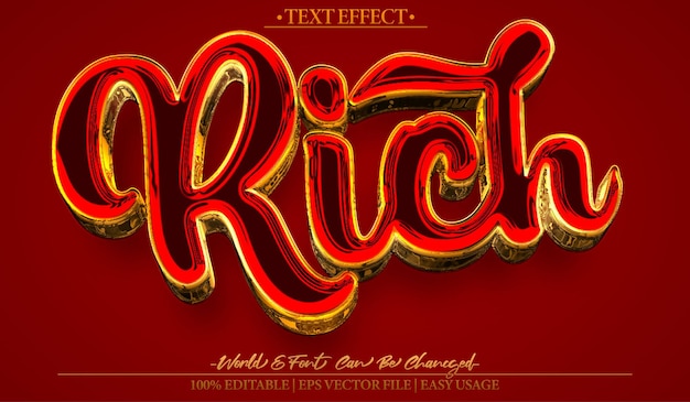 Rich Wealth Luxury Gold Elegant Vector Text Effect Editable Alphabet