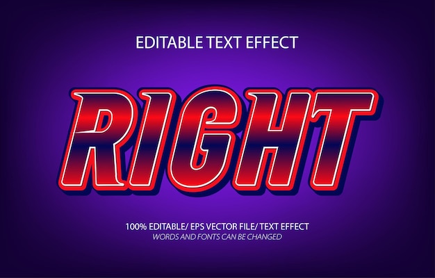 right 3d editable text effect and editable text style