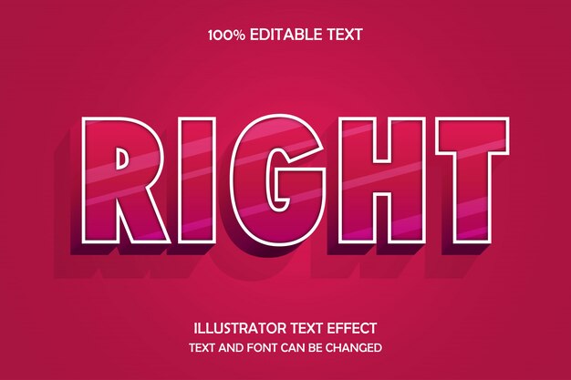 Right,3D editable text effect gloss style