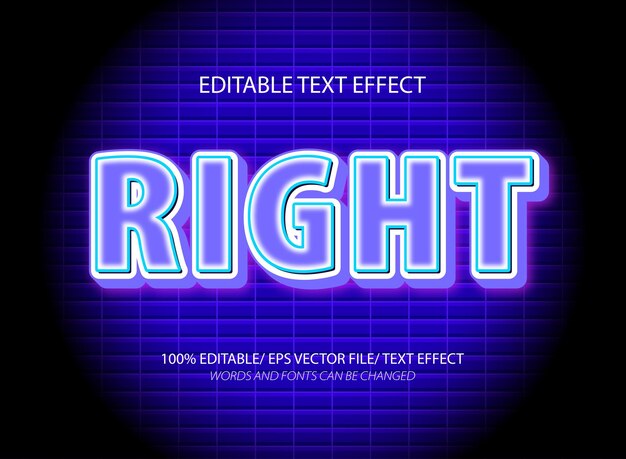 Right 3d editable text effect style