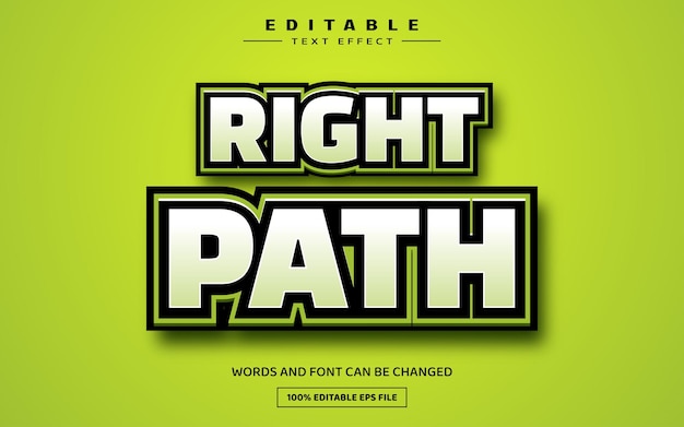 right path 3d editable text effect template