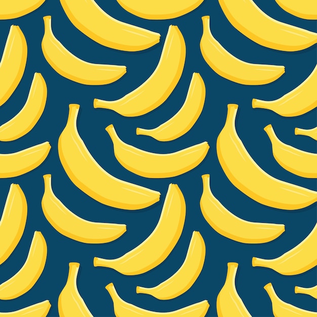 ripe bananas on deep blue seamless pattern