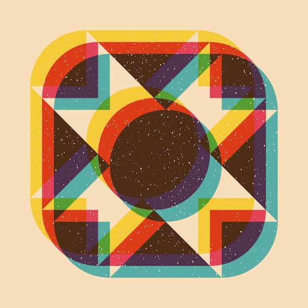 Riso baskı efektli geometrik obje Vektör Grafik öğesi