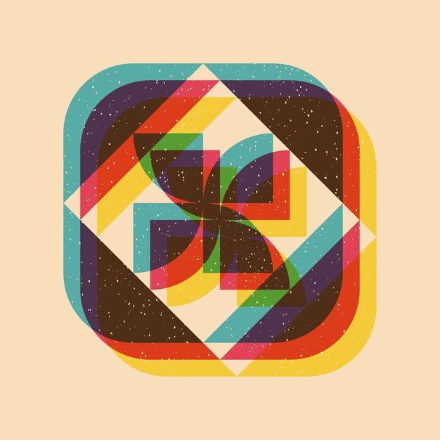 Riso baskı efektli geometrik obje Vektör Grafik öğesi