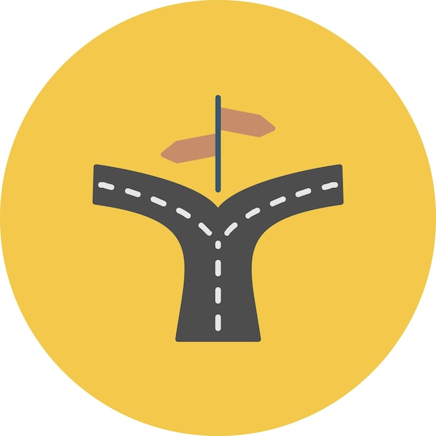 Road Split Flat Illustration